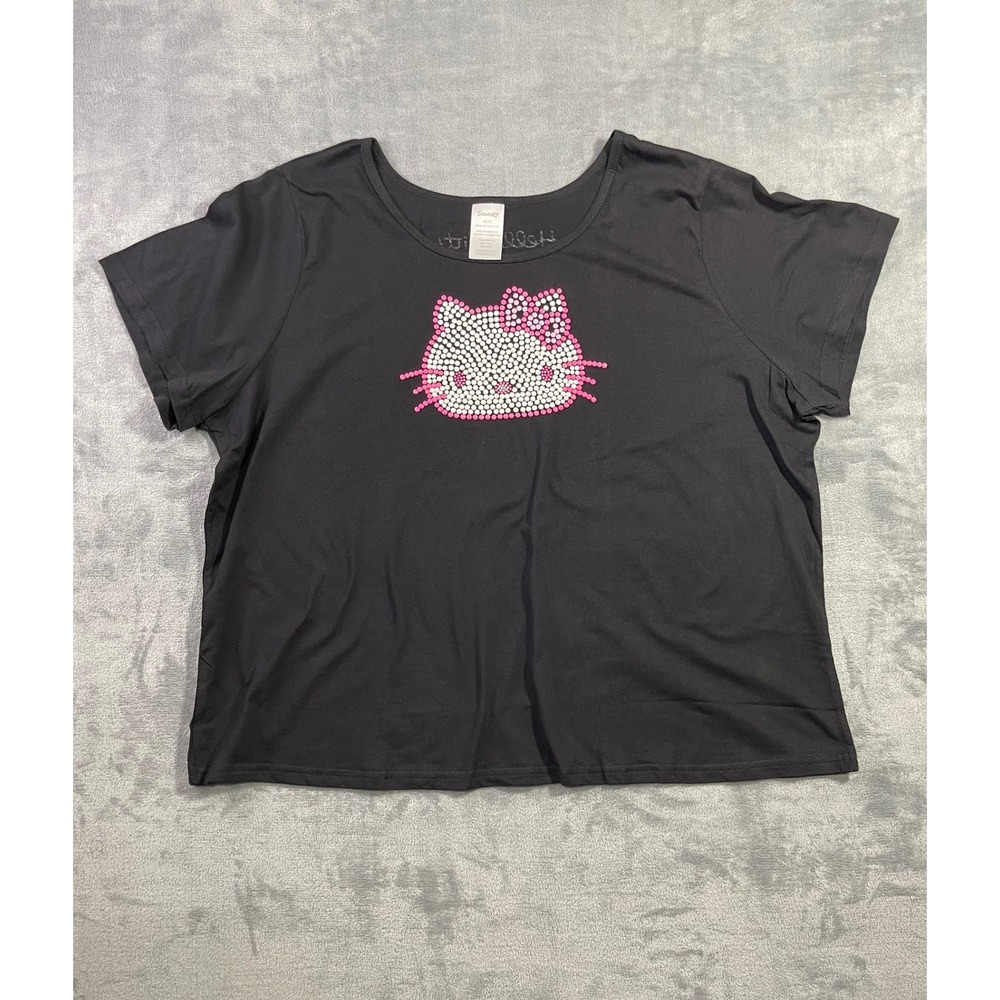 Sanrio Hello Kitty Black Graphic Tee Pink Bow Plus Size 3X Shirt